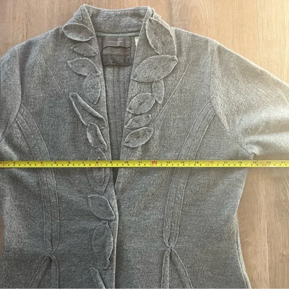 Vintage Anthropologie Wool Leaf-Trim Knit Cardigan - Picture 6 of 11